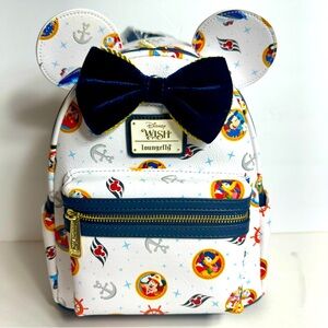 NWT. Wish Loungefly White AOP Backpack Disney Cruise Line bag